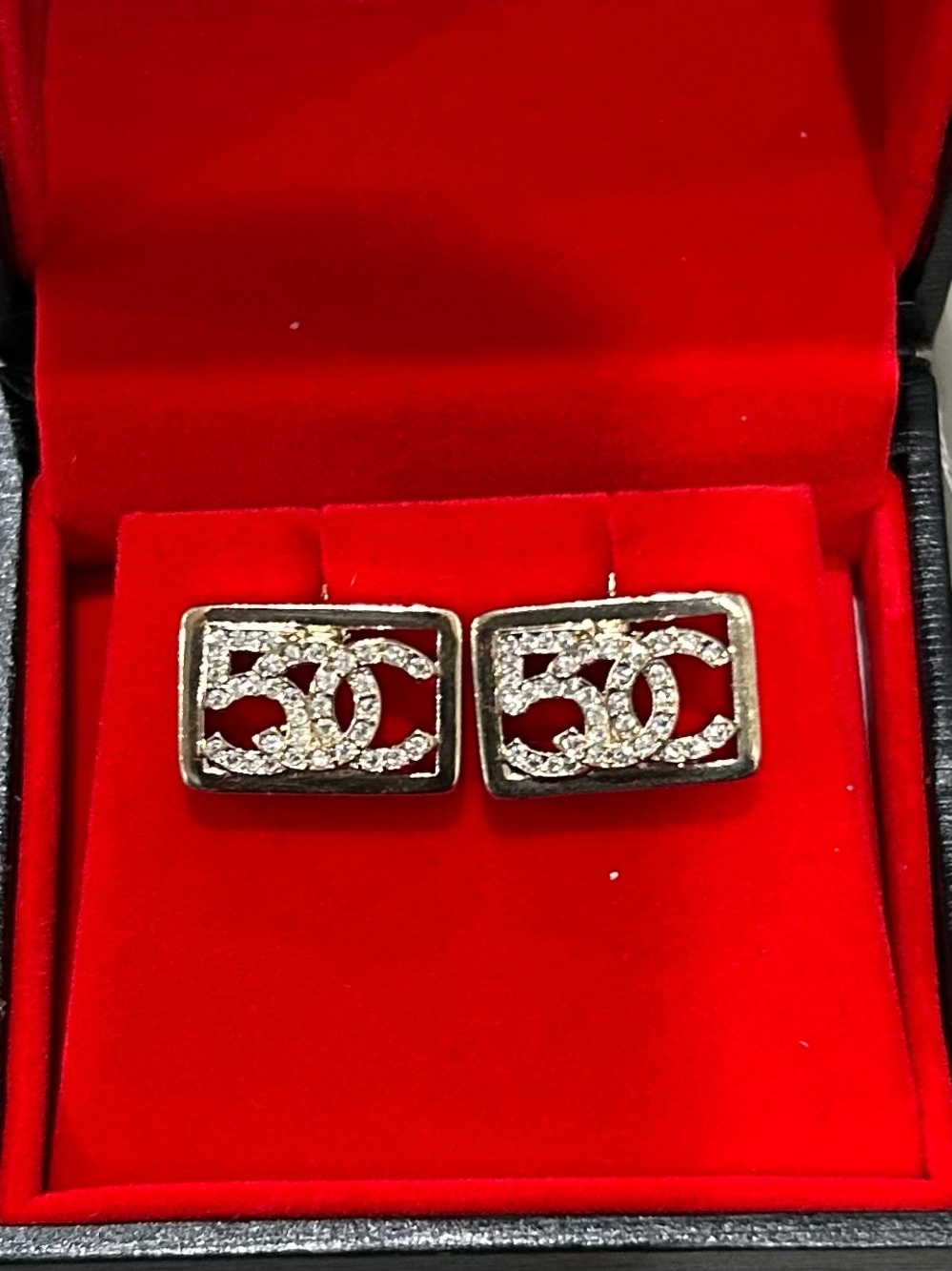 Chanel 5 CC crystal earrings